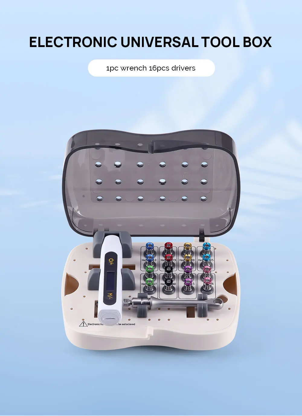 AZDENT Dental Implantat Drehmoment Schraubendreher Schraubenschlüssel Bunte Elektronische Drehmoment Universal Werkzeuge 16 stücke Treiber Kit Box Autoklavierbar – Detail 1