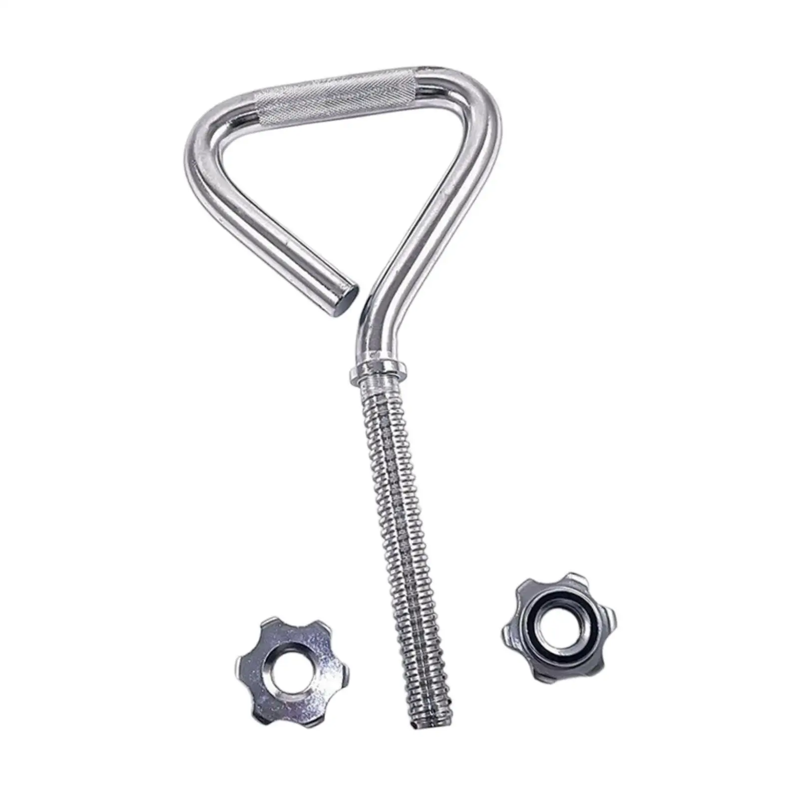 Kettlebell Handle Portable Design Steel 40x19cm Threaded Lock Converts Plates to Dumbbell for Full Body Workout