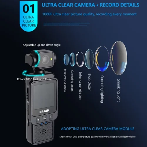 Imagen 2 del producto Cámara de acción de pulgar HD 4K, grabadora deportiva de bolsillo con Wifi, lente giratoria de mano, Mini videocámara para exteriores de 8MP