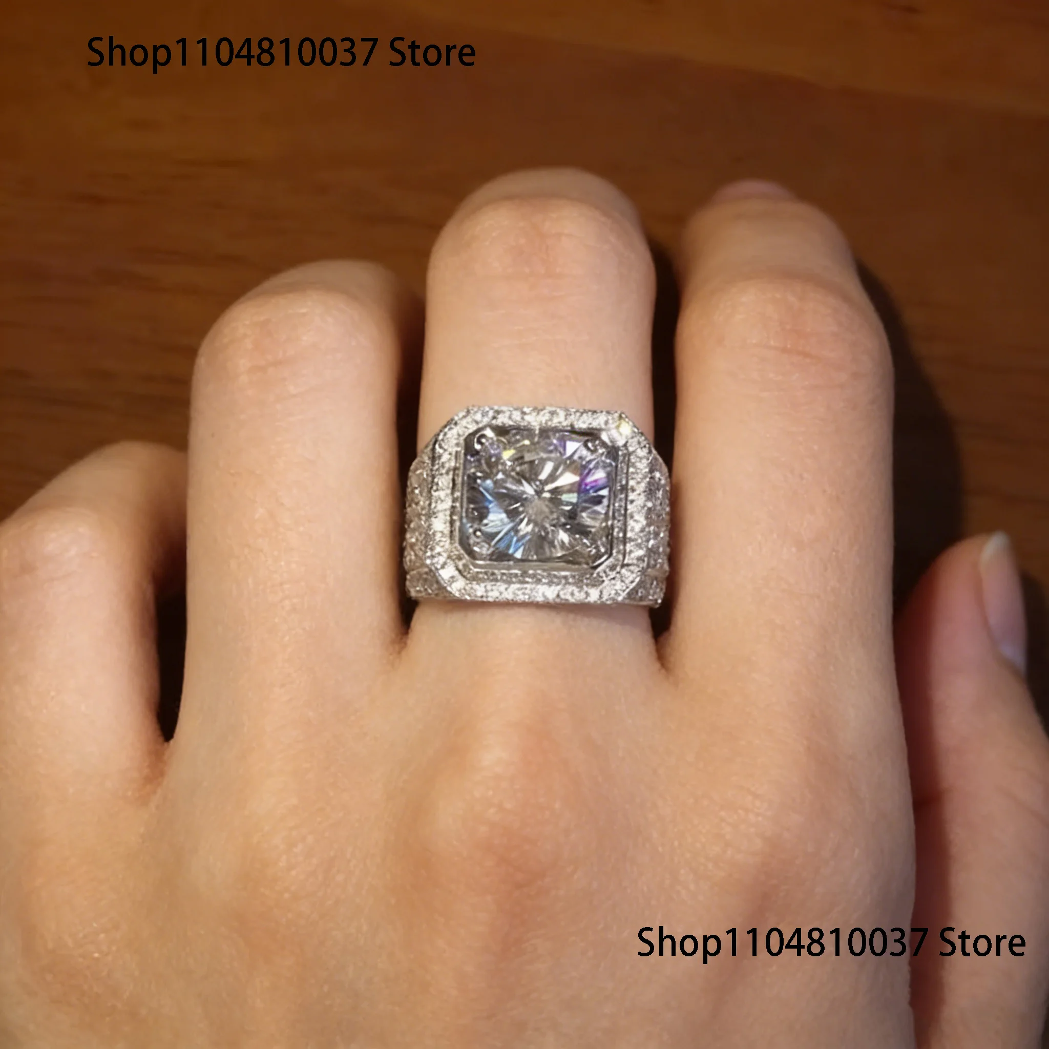 Anillo de Plata de Ley 925 para Hombre con Diamante Simulado de 2 Quilates, Anillo de Compromiso y Boda, Joyería de Zafiro para Hombre, Talla 8-13