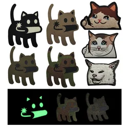 Cartoon Fashion Laser Cutting Luminous  Cat IR Infrared Reflective Cats Magic Patches Badge Outdoor Backpack Morale Badge
