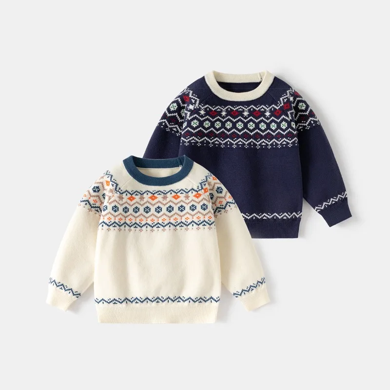 

HoneyCherry Spring New Boys' Fashion Crew Neck Sweater, Long Sleeve Color Block Loose Pullover Knit Sweater