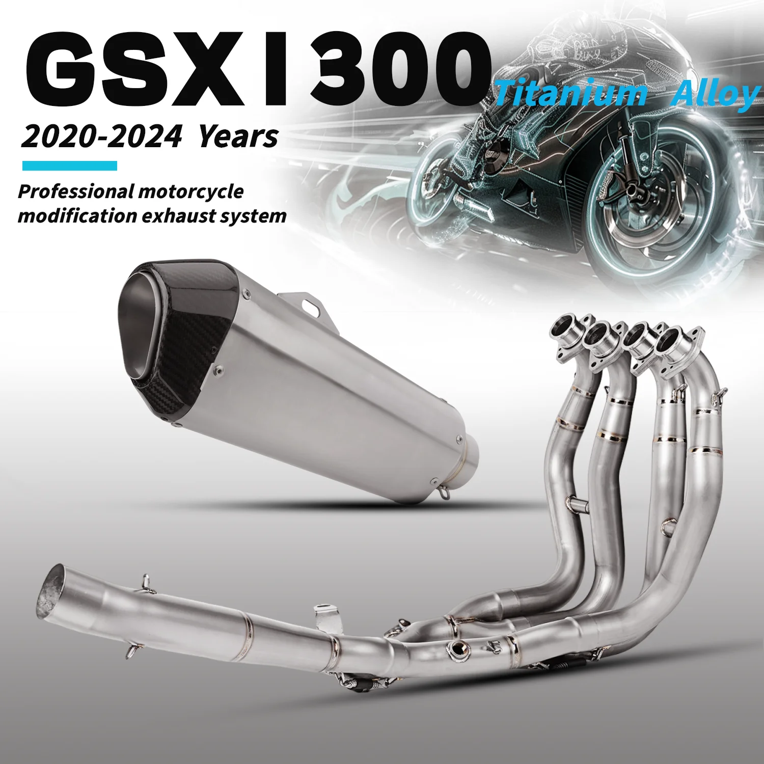

FOR Suzuki GSX1300 2020-24 Motorcycle Exhaust Tail Escape Modify Link Pipe Carbon Muffler titanium alloy performance Exhaust