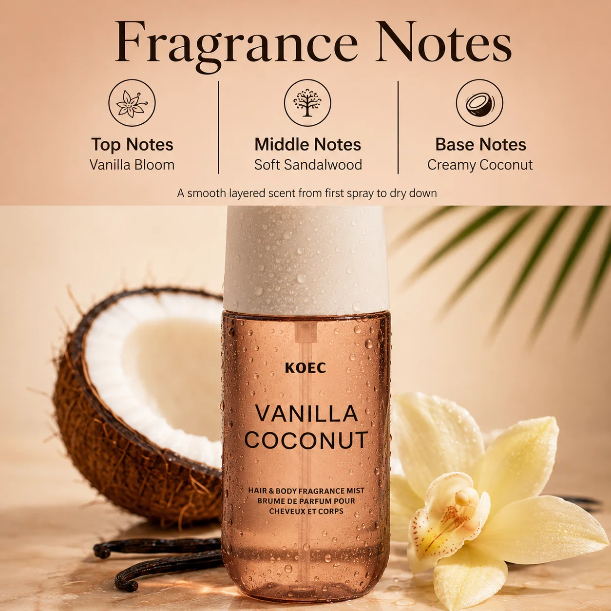 KOEC Vanille- en kokosparfum,  - Perfume Fragrance Hair Spray recensie en prijs