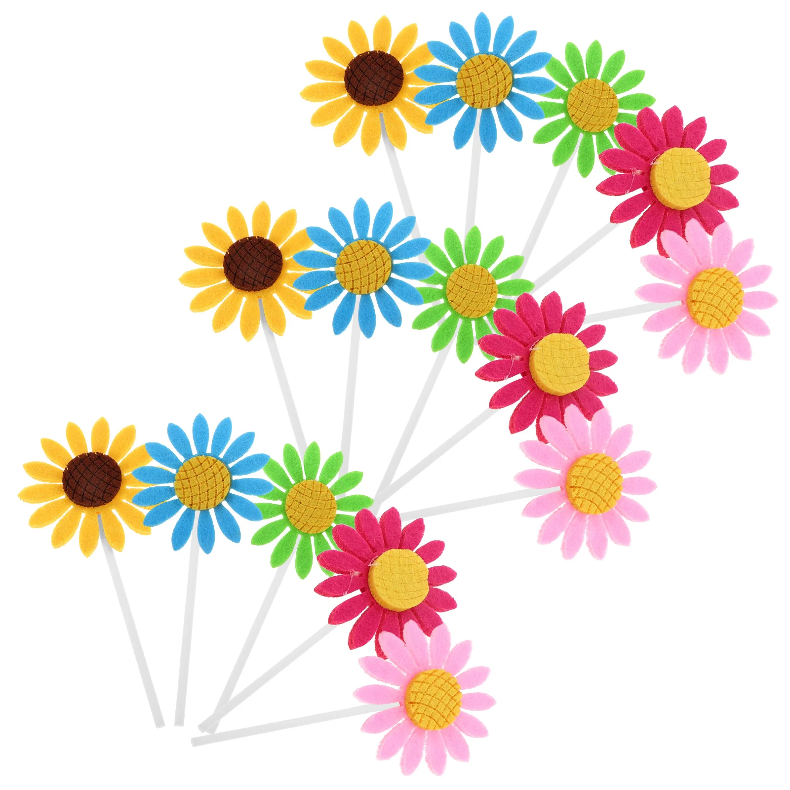 

100Pcs Sunflower Cake Toppers Charming Picks for Birthday Desserts Lightweight Felt Decorations for Events Sunflower Cake Picks
