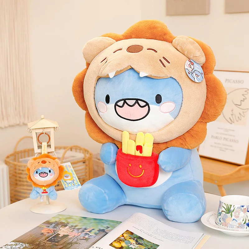 

10-45cm Cartoon Fatty Shark Turn Into Little Lion Plushies Dolls Soft Toys Stuffed Babys Appease Hug Pillow for Kids Gifts Decor