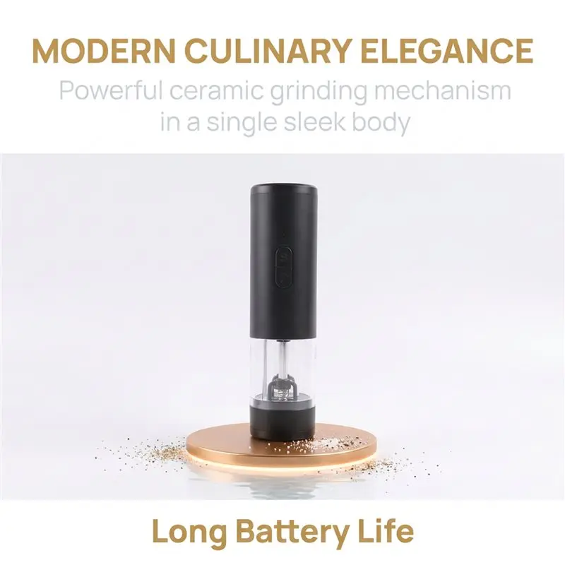 INLIG-LED Light 2In1 Electric Salt And Pepper Grinder Set, USB Rechargeable, Automatic Mill Shaker