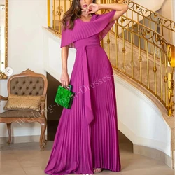 Long Elegant Evening Dresses for Arabic Dubai Women V-Neck Floor-Length Sweep Train Party Gala Special Events Wedding Guest 2023