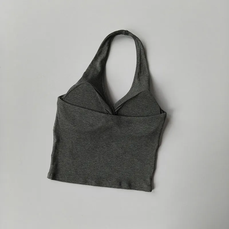 Halter-Neck-Camisole Damen-Oberbekleidung Damen Frühling Schöner Rücken Sport-Fitness-Kleidung mit Brustpolstern Schlankmachende Yoga-Tops – Detail 8