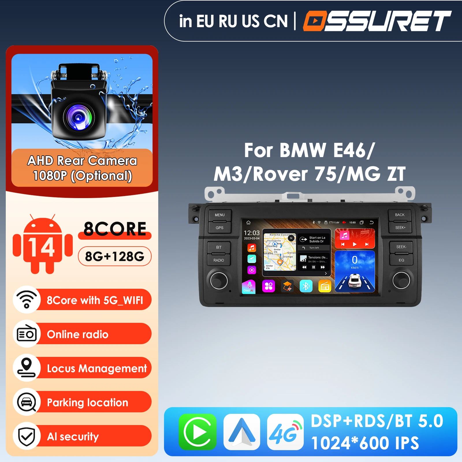 

8+128G AI Voice Car Android Auto Radio for BMW E46 M3 318 320 325 330 335 Carplay 4G LTE Multimedia Player GPS Autoradio RDS SWC