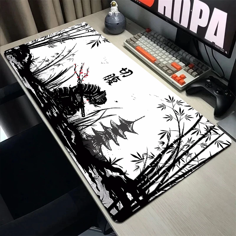 Großes Mauspad xxl Anime Computer PC Gamer Schreibtisch matte Büro zubehör Magic Carpet Gaming Zubehör 900x400 japanische Kunst Samurai