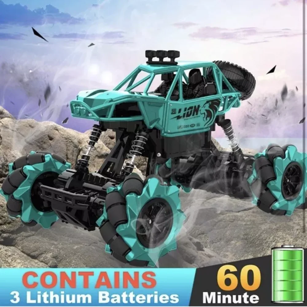 Coche RC de deriva de aleación 4DRC 360 °   Camión monstruo con control de sensor de gestos giratorio 4WD 2,4 Ghz, All Terrains Crawler RC con 2 baterías