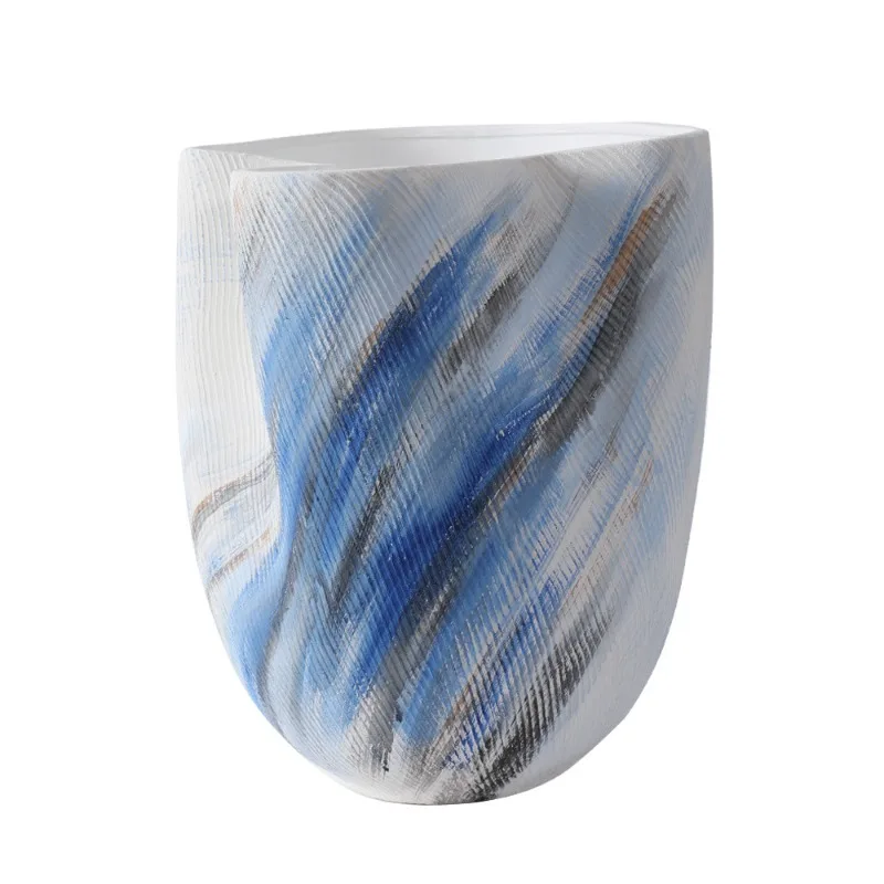 

Hand painted ceramic vase Home decoration Living room ornament Large diameter ceramic products