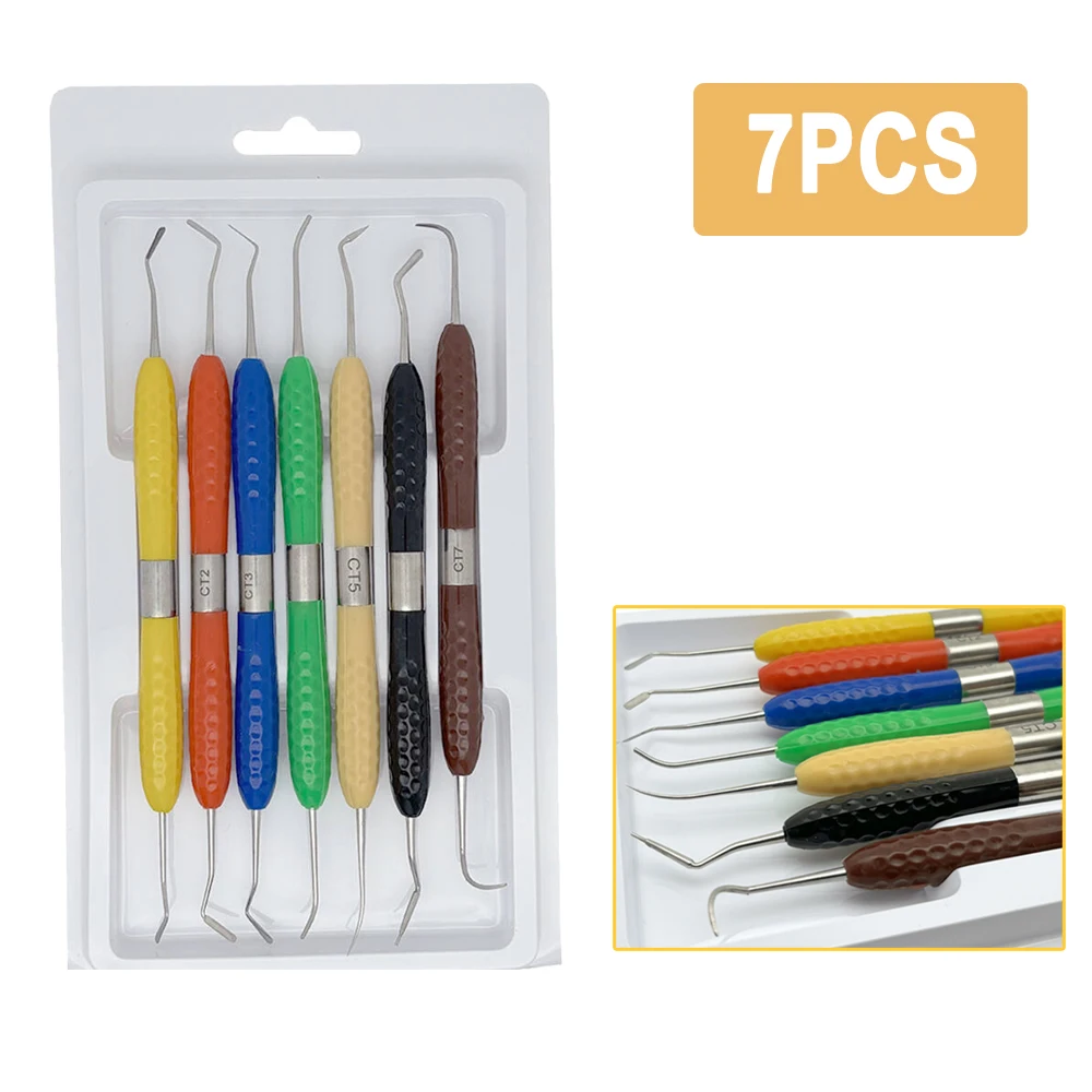 1pc/7Pcs Dental Resin Filler Aesthetic Restoration Kit Fit for Resin Knife Plastic Dresser with Silicone Handle Dental Tools