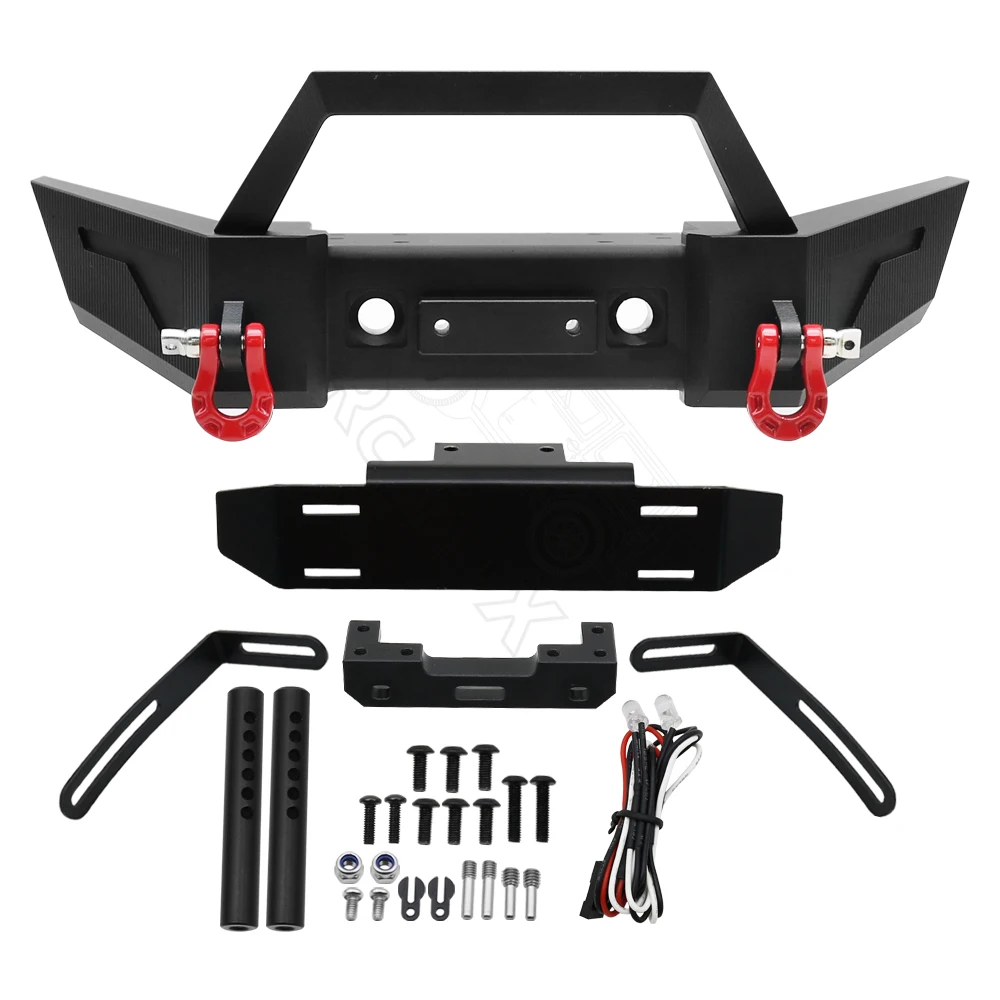 1/10 RC Crawler Axiale SCX10 iii AXI03006 Jeep Gladiator JLU Wrangler Upgrade Onderdelen Metalen Voor Achter Bumper met LED verlichting