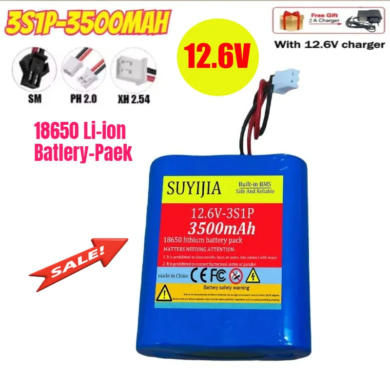 

3S1P/12.6V 3S1P -18650 Li-ion Battery Pack 3500mAh/11.1V Lithium Ion Battery 18650 Used for: CCTV, Camera, Backup Power Supply