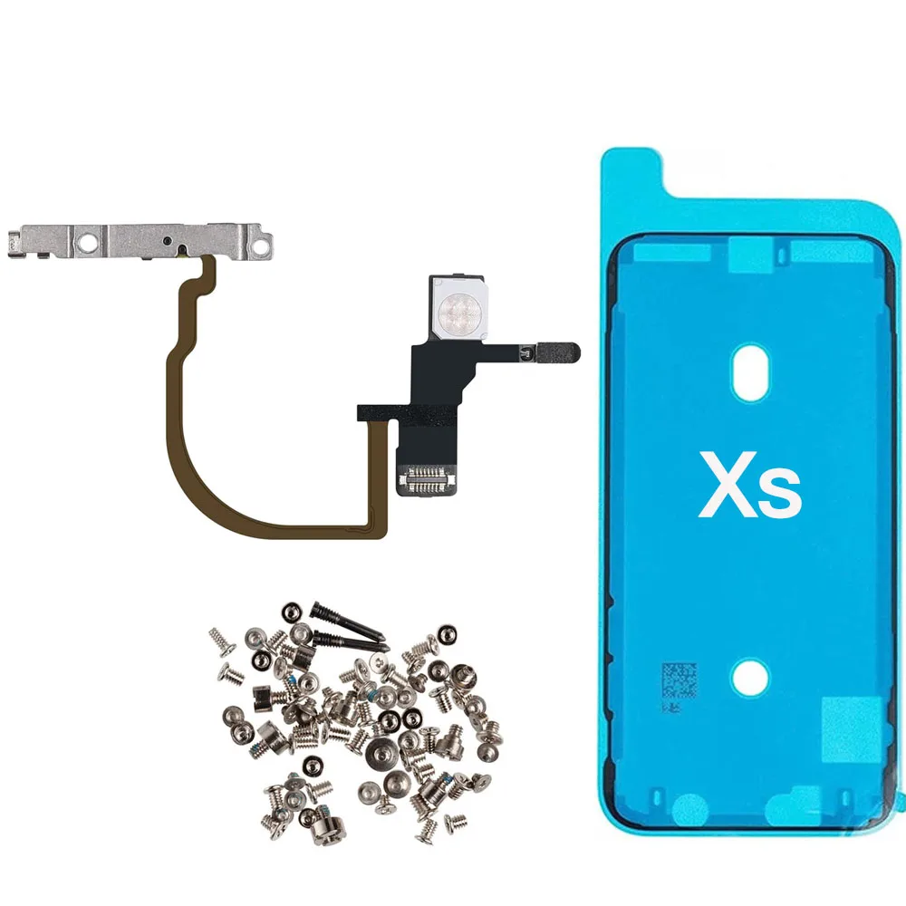 Power ON OFF Button With Flash Flex Cable For iPhone X XR XS 11 Pro Max And Full Set Screws + Waterproof Tape Replacement Parts