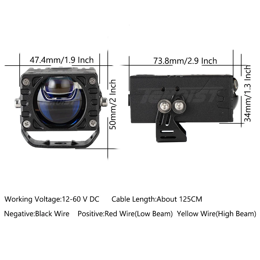 1.9 Inch Blue Lens High Low Beam LED Driving Head Grille Light With Mini Cooling Fan for Car SUV Offroad Motorcycle BUS 12-60V
