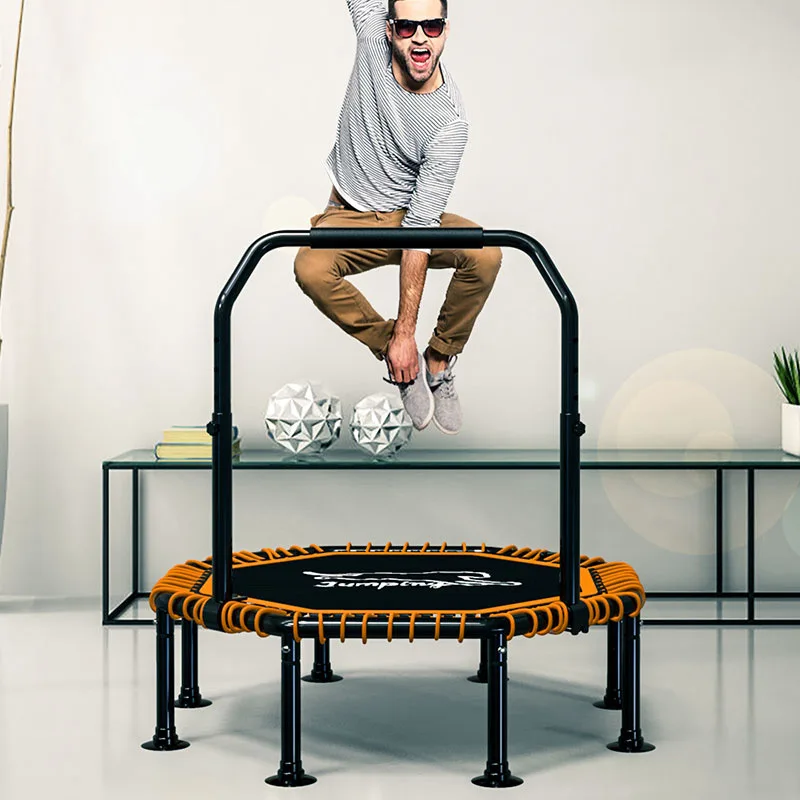 48Inch Yoga Trampoline Set with No/Single/Double Handrail Adult Gym Home Rubbing Bed  Shaping Tools Foldable Indoor Legs Sports