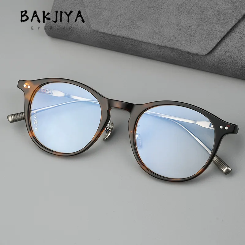 

Vintage Ultra-light Acetate Titanium Oval Eyeglass Frame Designer Handmade Men's Optical Prescription Eyeglasses Frame for Women