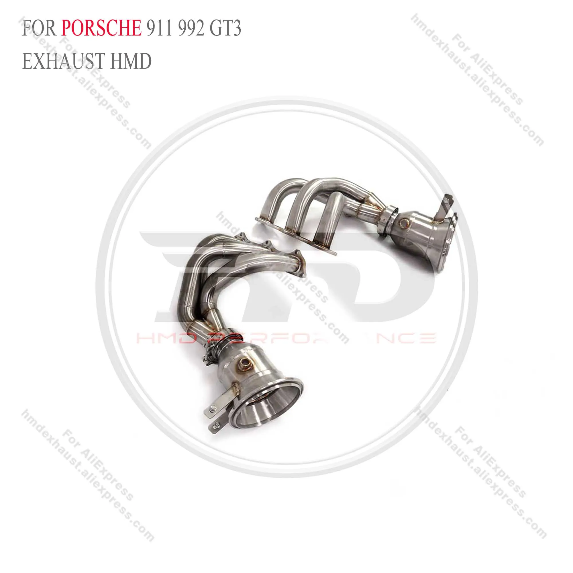 HMD Exhaust System High Flow Performance Headers for Porsche 911 992 GT3 without heat shield catless