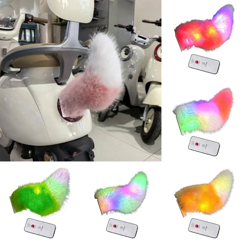 Light-up Plush Tail Remote Control Car Tail Wagging Plush Ornament Sound Activated Led Light Moving Tail Usb for Car