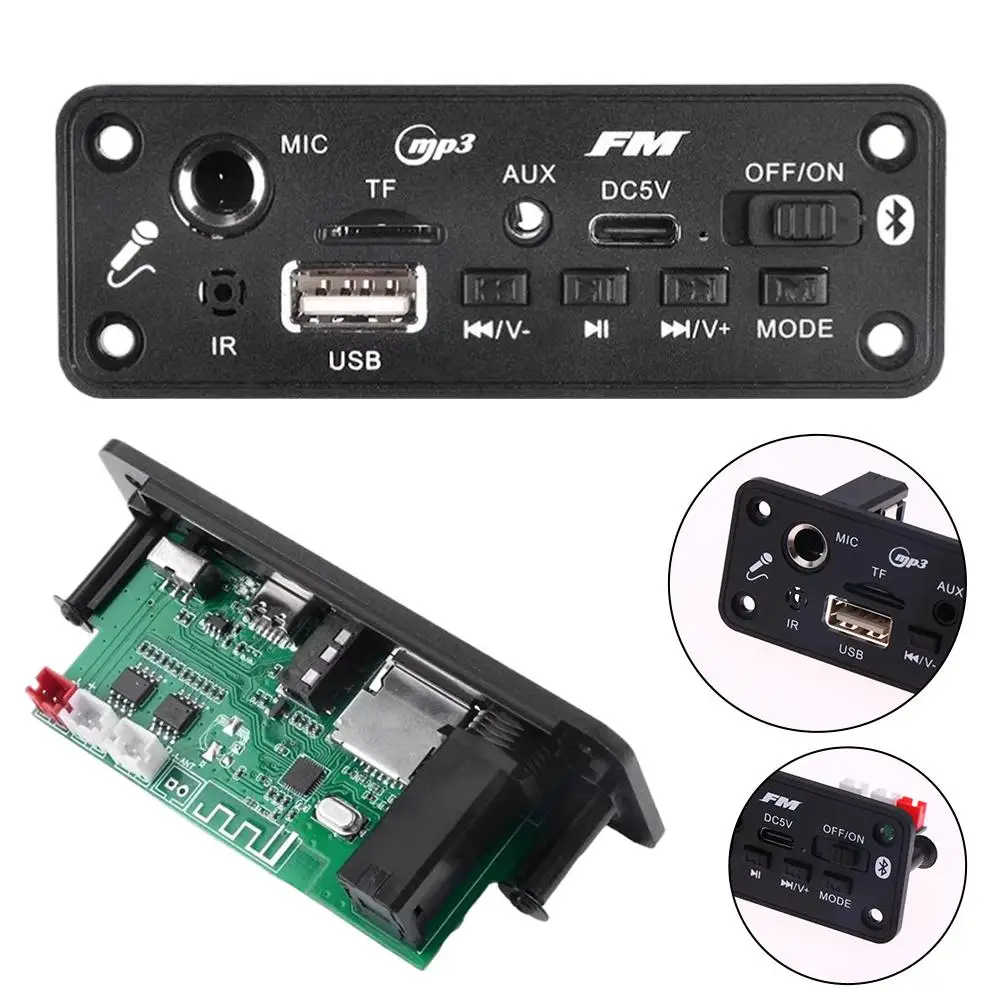 

Плата декодера усилителя Bluetooth Mp3 2*3 Вт с микрофоном, плеер 5.3, разъем для микрофонного диска Bluetooth без потерь U Aux Tf Card B4d8