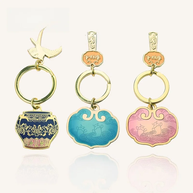 Creative Metal Keychain Museum Miniature Bag Pendant Special Museum Gift Keychain Chinese Style Alloy Shape Lucky Charm