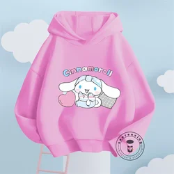 New MINISO Cinnamoroll Hoodie Kids Clothes Girls Sweatshirts Spring Boys Long Sleeves Hoodies Sanrio Cartoon Hooded Tops