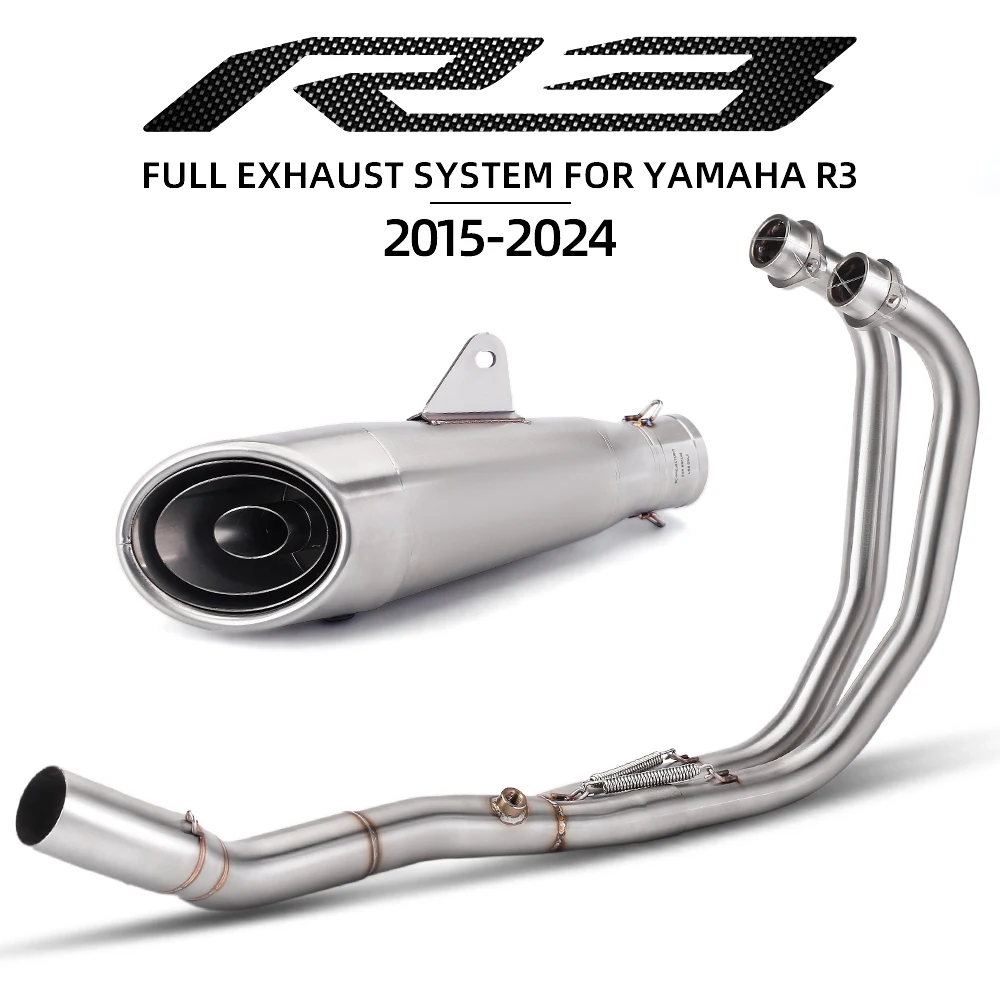 

Полная выхлопная система из нержавеющей стали с трехслойным глушителем и передней соединительной трубой для Yamaha YZF R3 R25 MT03 2015-2024 – улучшение производительности