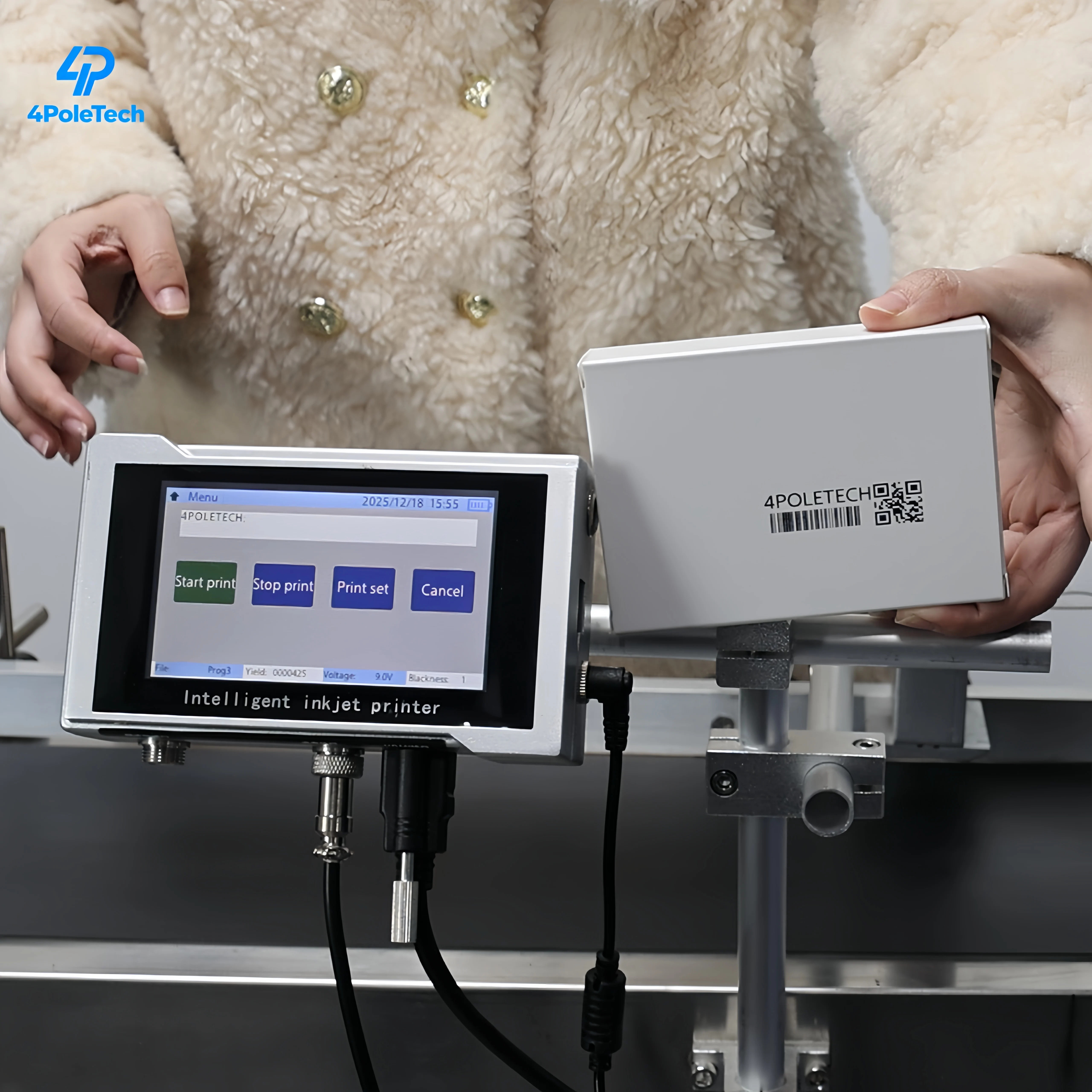 

4.3inch High Speed Online Spray Inkjet Machine For Batch Number Expiry Date Coding Fast Dry Ink For Production Line Marking