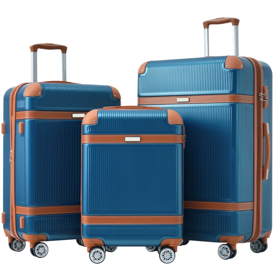 

Hardshell Luggage Sets 3 Piece double spinner 8 wheels Suitcase with TSA Lock Lightweight 20''24''28''