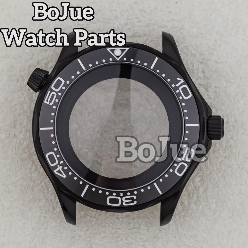 For Seamaster 300 Black 41mm NH35 Watch Case Strap Stainless Steel Fit NH35 NH36 Movement 31mm Dial Hands Green Luminous Watch