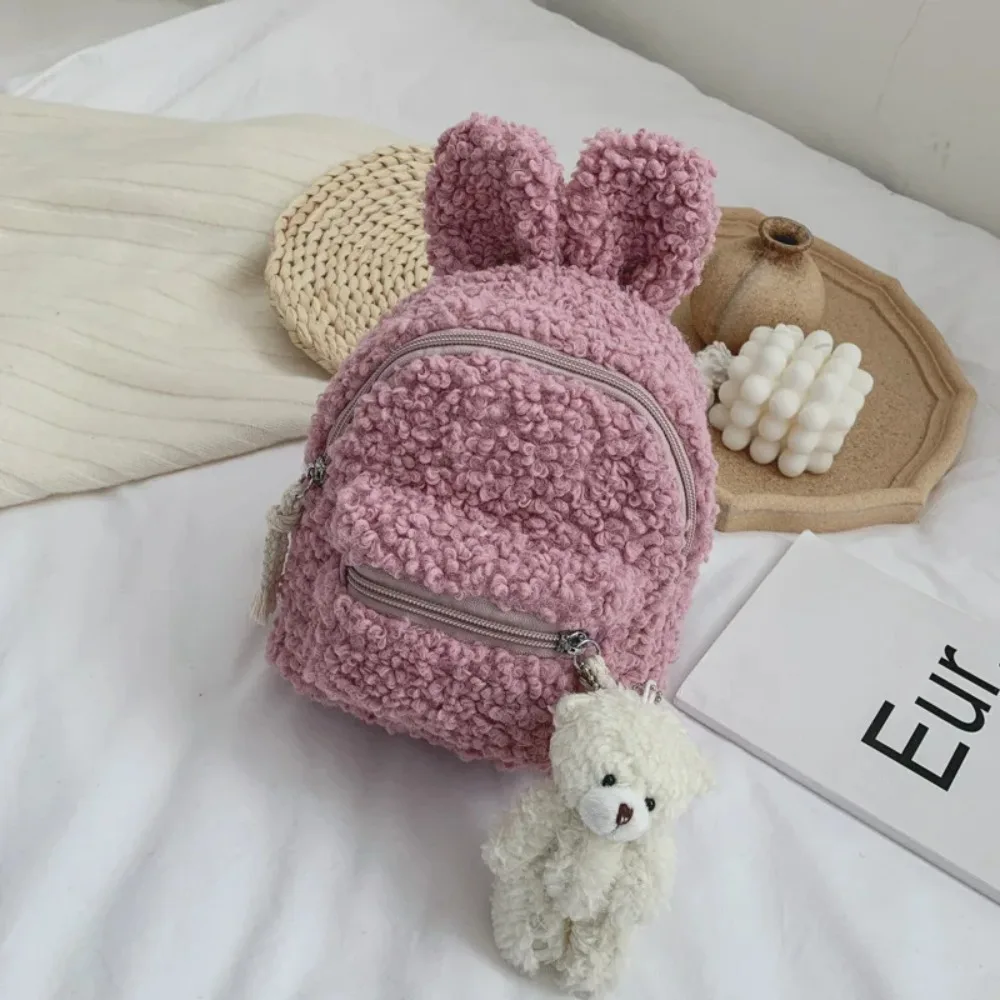 Rabbit Little Woolen Eared Rabbit Bag Plush Mini Lamb Rabbit Plush Backpack Bear Cute Kids Bear Plush Backpack Holiday Gifts