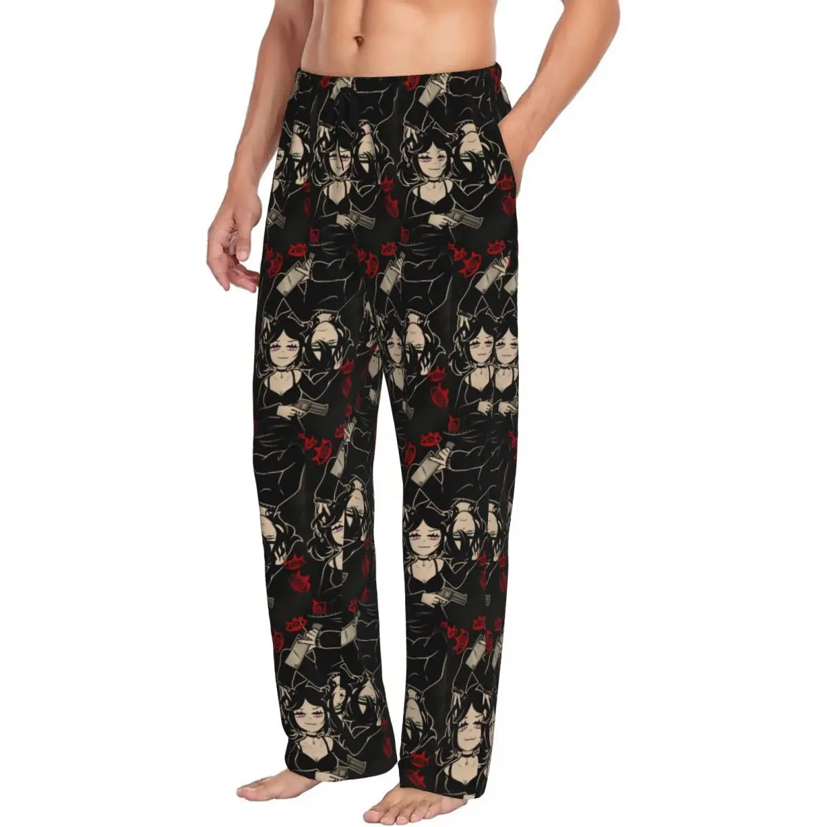 Custom Print Men's The Coffin Of Andy And Leyley Pajama Pants Horror Puzzle Game Sleepwear Sleep Lounge Bottoms with Pockets