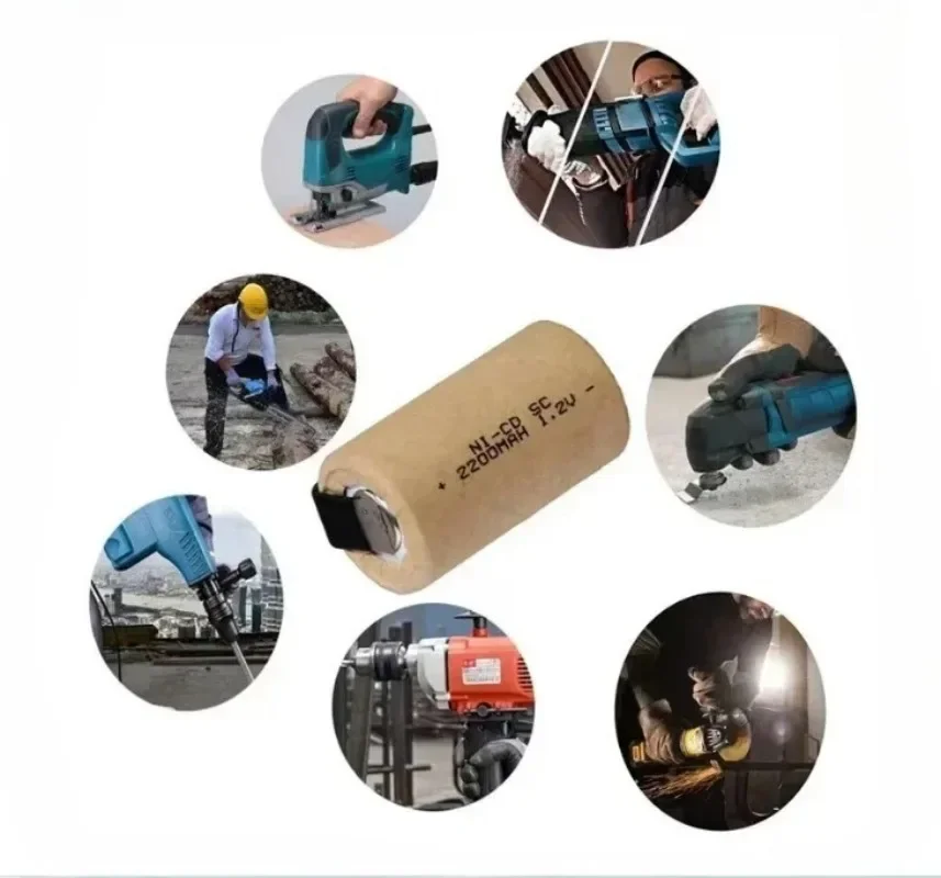 🌱 🌱 مفك براغي 1.2 فولت بطاريات SC مثقاب كهربائي 2200 مللي أمبير في الساعة Sub C Ni-CD بطارية قابلة للشحن مع أداة طاقة تبويب خلايا NiCd SUBC