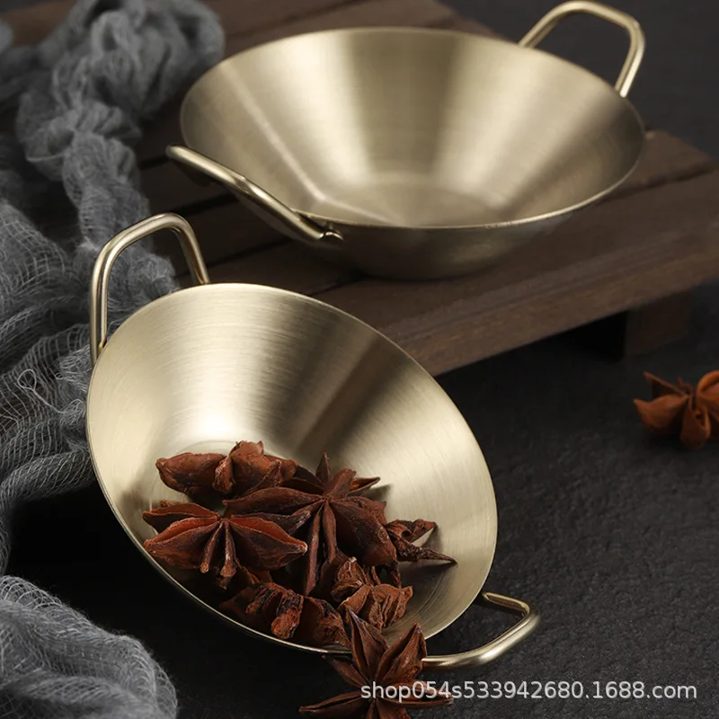 Stainless Steel Seasoning Dish with Double Ear Gold Silver Saucer Dipping Bowl Vinegar Soy Sauce Cup Dish Kitchen Accessories