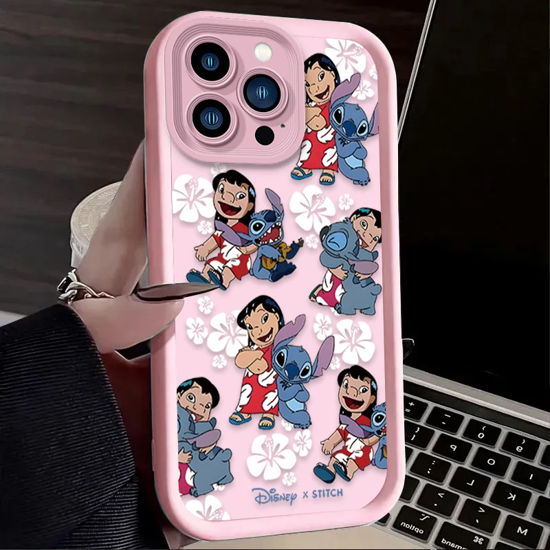 Disney Stitch Silicone Case for iPhone 16 15 14 13 12 11 Pro Max XS X XR 8 7 6S Plus SE 2020 Shockproof Cartoon Soft Back Cover