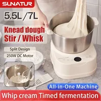 SUNATUR 5L/7L DC dough mixer 250W auto electric Household stand mixer kitchen blender with Fermenter and timed Egg White Whipper