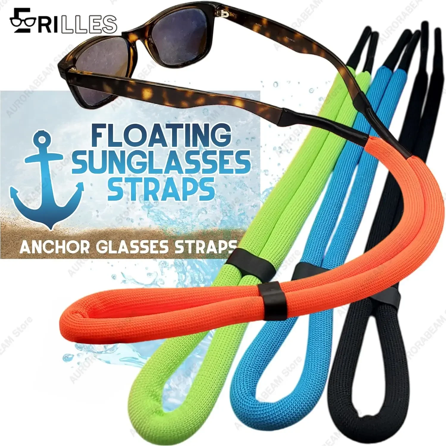 Schwimmende Sonnenbrillenbänder, schwimmfähige Brillenhalterung, verstellbares schwimmendes Brillenband zum Bootfahren, Paddleboarding, Strand