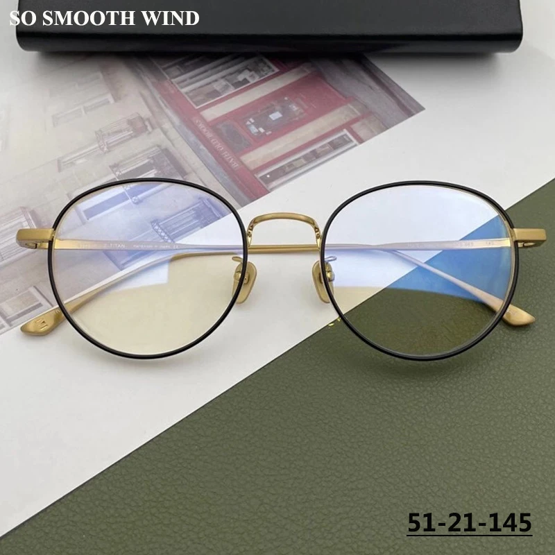 Japanese Brand Handmade Pure Titanium Retro Round Oval Glasses Frame Men Women Vintage Eyeglasses Spectacles Eyewear GMS845