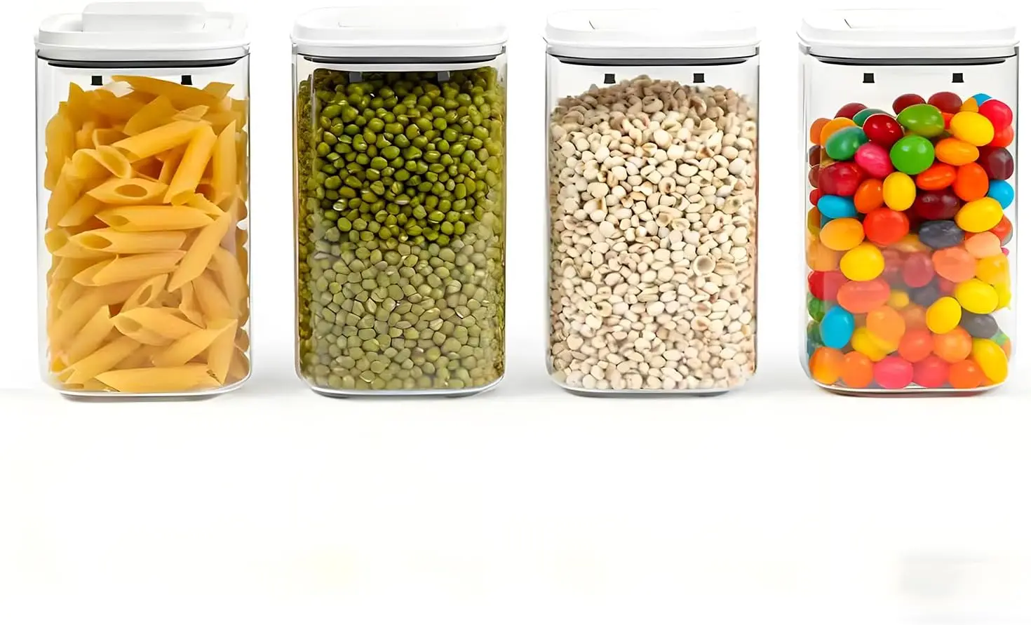 

Набор герметичных контейнеров для хранения продуктов Pop, 4 шт., для хранения круп или других продуктов, с крышками Pop, без BPA, с вакуумной герметизацией и функцией One-butt