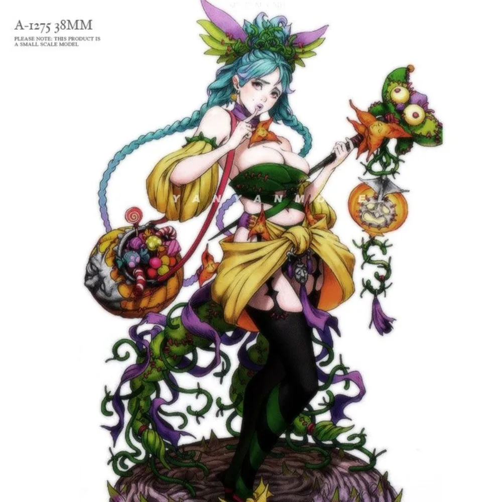 38mm Fantasy Female Mage Miniature Unpainted Resin Figure Tabletop Games Collectible for Custom Painting