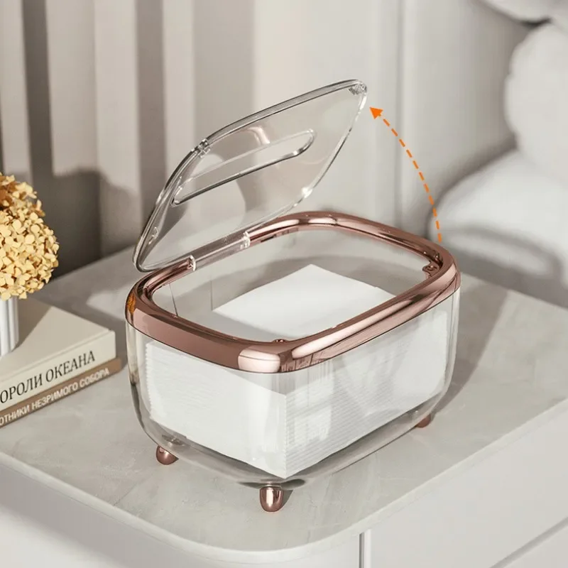 Luxury Tissue Box Modern Simple Home Living Room Transparent Napkin Holder Paper Storage Box