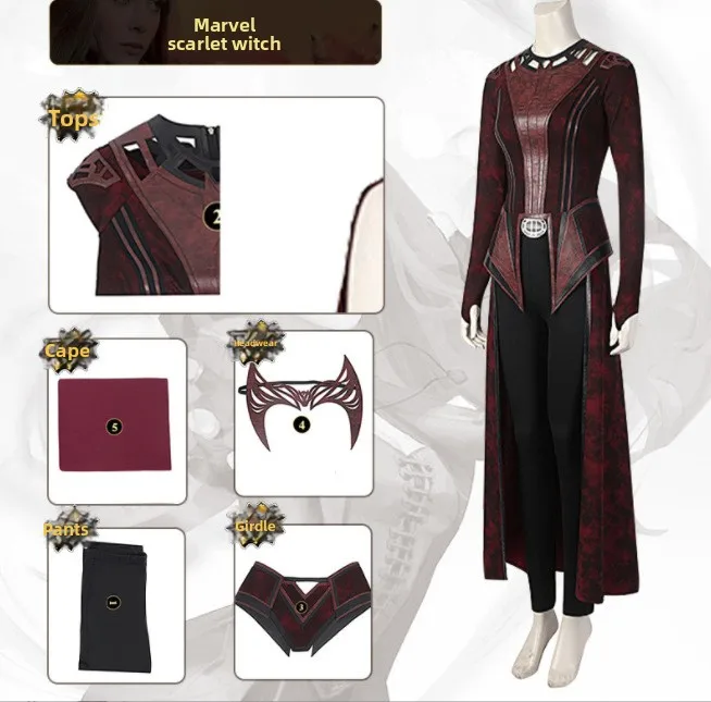 Doctor Strange 2: Crazy Multiverse Scarlet Witch Wanda Darkened Version Cosplay Costume