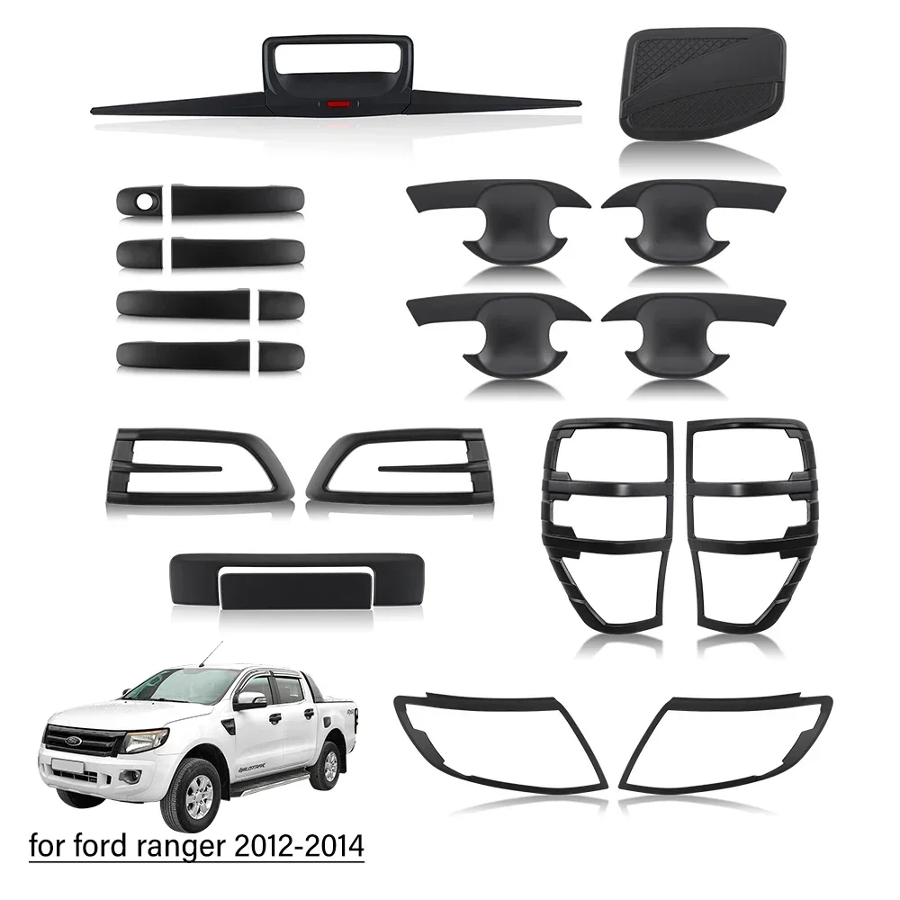 

Car Styling Black Kits Car Accessories Tail Lights Cover Mirror Cover Trim for Ford Ranger Wildtrak T6 2012-2014 PX XL XLT XLS