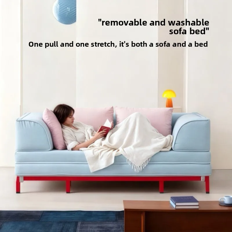 Small apartment folding dual-purpose sofa bed, multi-functional telescopic pull-out bed