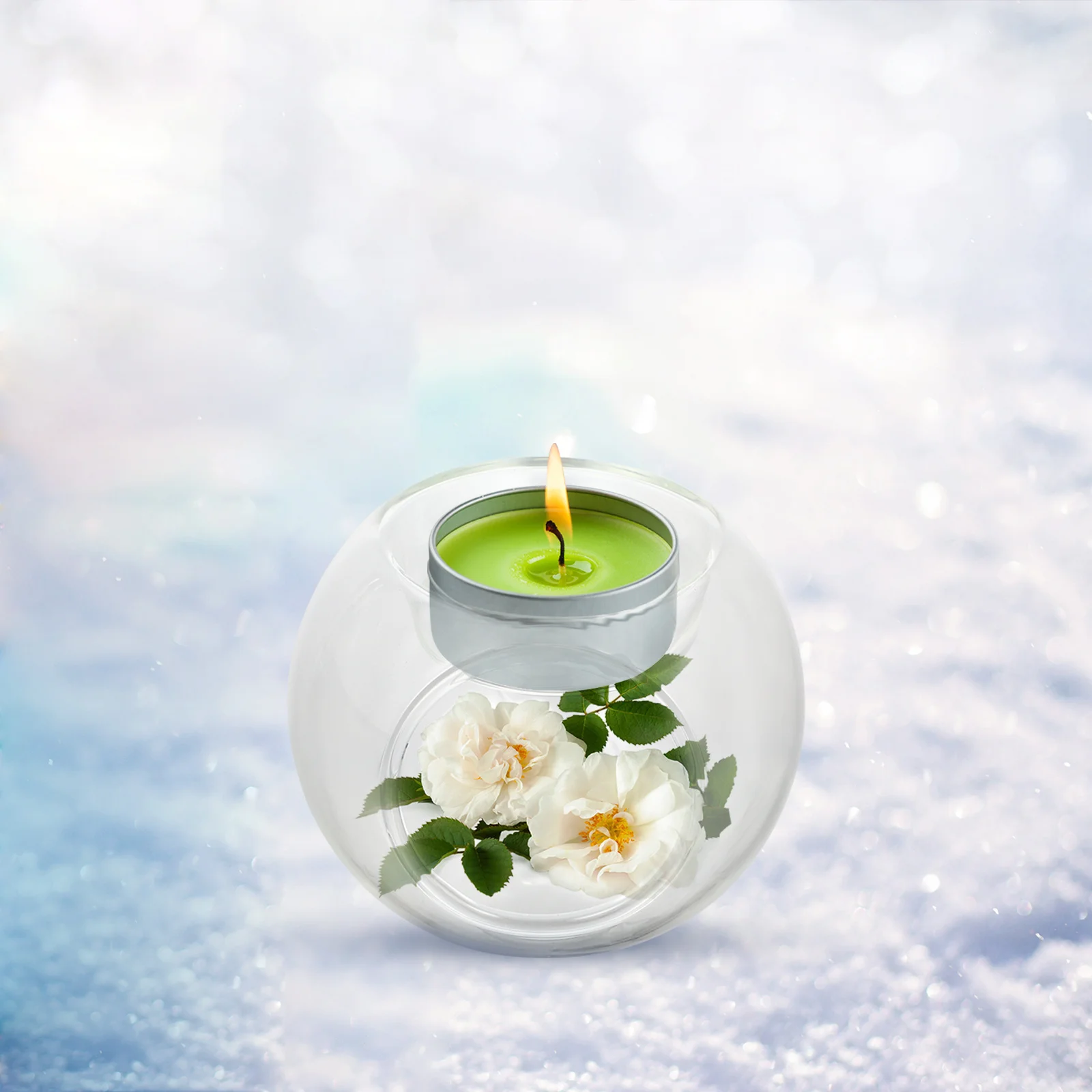 

1Pcs Glass Candlestick Ball Shape Design Glass Decor Delicate Holder for Living Room Bedroom