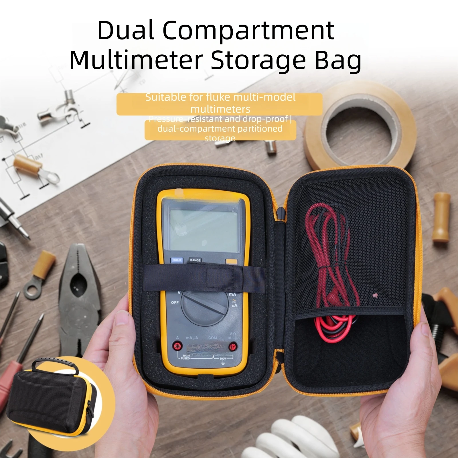Protective Storage Bag For Multimeter F117C F179C Waterproof EVA Hard Case Multimeter Organizer Carrying Case Accessories