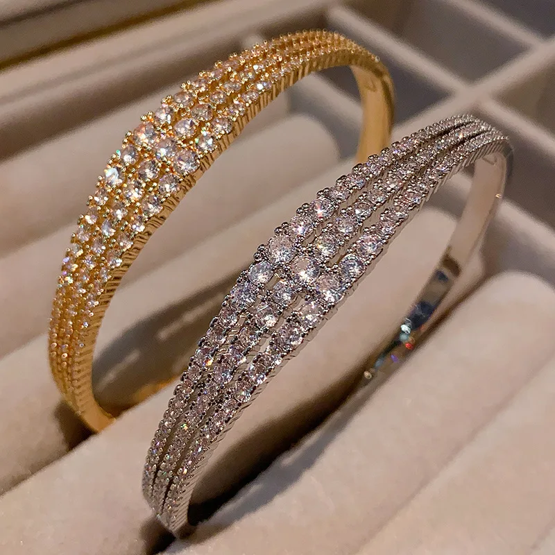 

Elegant Gold/Silver Plated Bracelets Women Luxury Micro Inlaid Zircon Wedding Party Daily Fashion Jewelry Birthday Gifts 1716